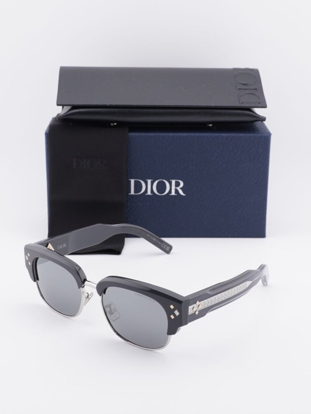 Dior CD DIAMOND C1U 45A4 Square Sunglasses - Grey / Smoke Mirror